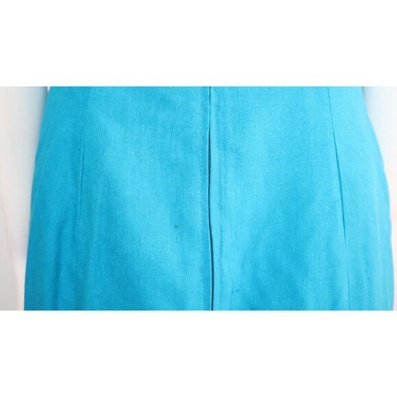 VINTAGE WOMEN'S TURQUOISE BLUE DRESS WITH LARGE COLLAR SLEEVES - Picture 11 of 12